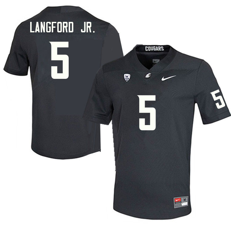 Men #5 Derrick Langford Jr. Washington State Cougars College Football Jerseys Sale-Charcoal - Click Image to Close